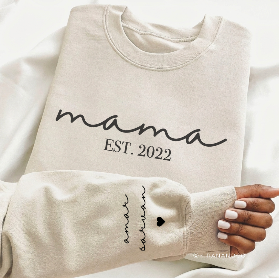 Mama EST personalized with Names Sweatshirt